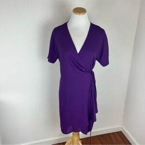 Aritzia Babaton Wrap Dress Short Sleeve Purple Size S